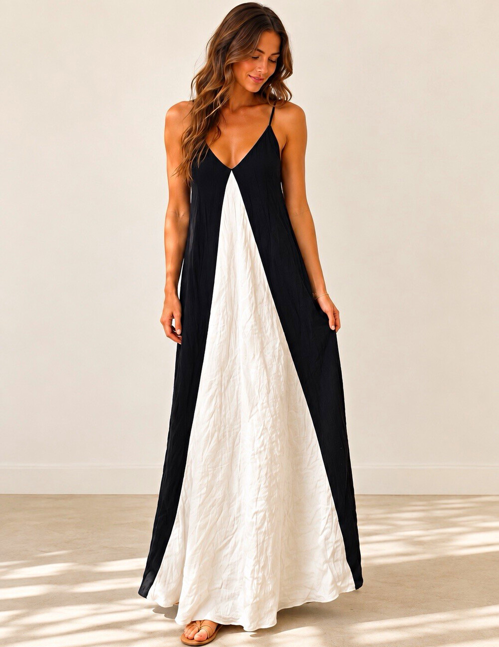 Mara Hoffman Miro Dress Cream Black Organic Cotton Maxi Dress Size S